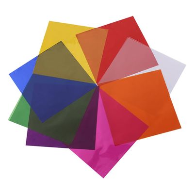 GSHLLO 120 Pcs Colored Cellophane Sheets Cello Wrapping Paper Gift Candy Wrap Sheets Plastic Transparency Sheets for DIY Arts Crafts