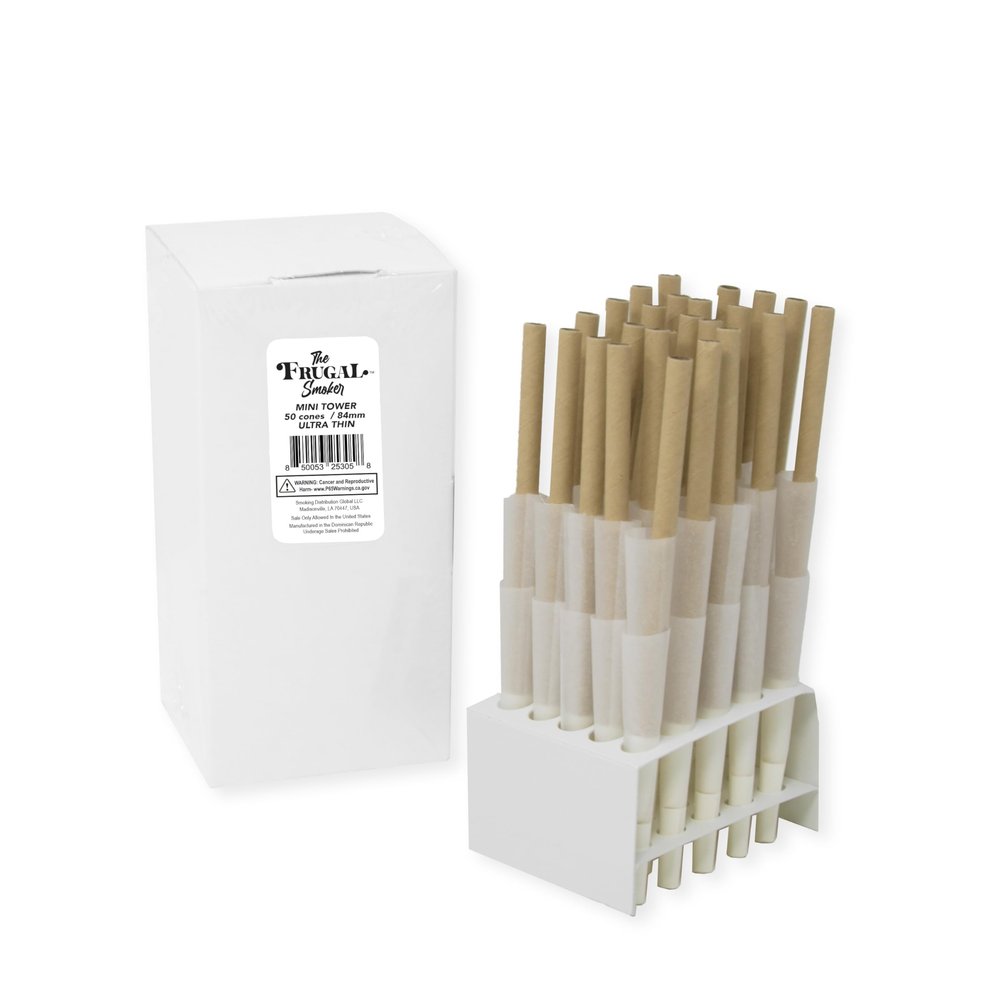 Frugal Smoker Ultra Thin Burning Pre-Rolled Rolling Cones 1 1/4 Size (84mm) Size - 50 Cones