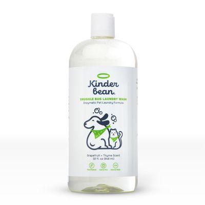 Kinderbean Dog and Cat Laundry Wash, 32 oz. Enzyme Formula Pet Laundry Detergent Removes Pet Odors, Cleans Stains from Cat Urine or Dog Urine, Safe Laundry Odor Eliminator for Bedding, Collars, Toys