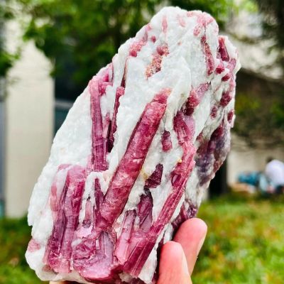 KatLin Natural Pink Brazilian Red Tourmaline Original Stone Crystal Specimen Healing Crystal Decoration Ornaments (Size : 450-500g)