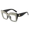 willochra 2pcs Oprah style Bling Rhinestone Square Reading Glasses For Women Shiny Diamond Blue Light Blocking Eyeglasses (2pcs-white&Rainbow, 3, x) view 4
