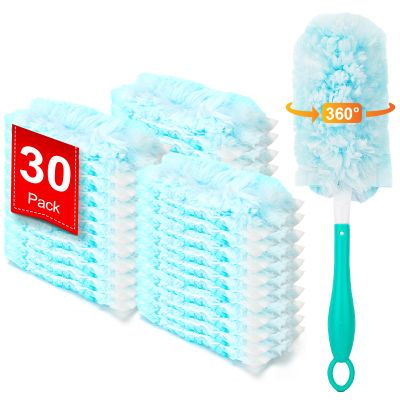 KeFanta Heavy Duty Duster Refills for Swiffer Duster, 30 Count MultiSurface 360 Duster Refills with 1 Handle, 4X Microfibers Disposable Dusters for Cleaning Home Blinds Fans Corners, Unscented