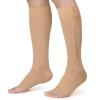 KEKING Zipper Compression Socks for Men Women, Open Toe, 20-30mmHg Firm Support Knee High Zipper Compression Stockings for Wide Calf - Varicose Veins, DVT, Shin Splints, Edema, Nursing, Beige 5XL view 1