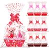 12 Set Valentines Day Empty Gifts Baskets Bulk with Cellophane Basket Bags and Bows Ribbons,Love Heart Market Tray Cardboard Gift Basket Empty to Fill for Valentine's Day Birthday Wedding Decor view 1