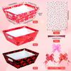 12 Set Valentines Day Empty Gifts Baskets Bulk with Cellophane Basket Bags and Bows Ribbons,Love Heart Market Tray Cardboard Gift Basket Empty to Fill for Valentine's Day Birthday Wedding Decor view 2