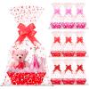 12 Set Valentines Day Empty Gifts Baskets with Cellophane Basket Bags and Bows Ribbons,Red Pink Heart Market Tray Cardboard Gift Basket Bulk Empty To Fill For Valentine's Day Birthday Wedding Decor view 1