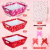 12 Set Valentines Day Empty Gifts Baskets with Cellophane Basket Bags and Bows Ribbons,Red Pink Heart Market Tray Cardboard Gift Basket Bulk Empty To Fill For Valentine's Day Birthday Wedding Decor view 2