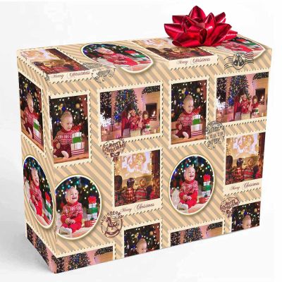 Custom Christmas Wrapping Paper Personalized Fun Gift Wrap Paper with Photo/Funny Face: Made in USA for Kids Boys Girls Baby Men Women Couple 58 inch X 23 inch Per Roll