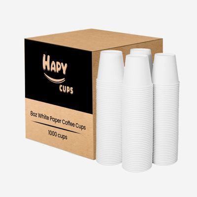 1000 Pack 8oz White Coffee Cups | Disposable Paper Coffee Cups | Drinking Cups For Cold/Hot Coffee, Water, Juice, or Tea, Hot Paper Cups For Home, Store and Cafe