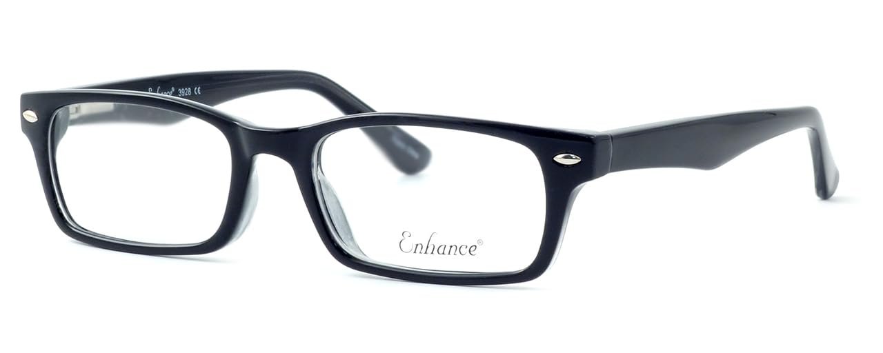 Calabria Enhance 3928 Kids Rectangular Reading Glasses +6.00 Black Crystal Girls