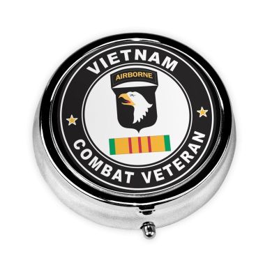 101st Airborne Division Vietnam Veteran Round Pill Box Streamline Daily Medication Routine