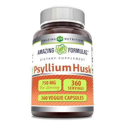 Amazing Formulas Psyllium Husk 750mg Veggie Capsules Supplement | Non-GMO | Gluten Free | Made in USA | Suitable for Vegetarians (360 Count)