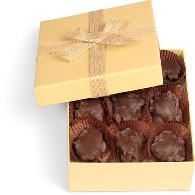 Chocolate Caramel Peanut Clusters Gift Box - by It's Delish | 12 OZ Premium Dark Chocolate Covered Nuts with Carmel Cluster | Christmas Gifts Box of Chocolates Candy Nut Turtles  Vegan, Kosher