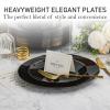 100 PCS Disposable Plastic Black Plates Combo | 50 7.5 In. Gold Rim Appetizer/Dessert Plates And 50 10 In. Gold Rim Plastic Dinner Plates | Heavy Duty Plates For Wedding, Parties Or Catering view 2