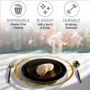 100 PCS Disposable Plastic Black Plates Combo | 50 7.5 In. Gold Rim Appetizer/Dessert Plates And 50 10 In. Gold Rim Plastic Dinner Plates | Heavy Duty Plates For Wedding, Parties Or Catering view 4