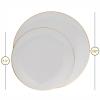 100PCS White Dinnerware Combo | 50 Gold Rim Appetizer/Dessert Plates (7.5in) & 50 Dinner Plates (10in) | Heavy Duty Disposable Plastic Plates For Wedding, Parties, Catering view 4