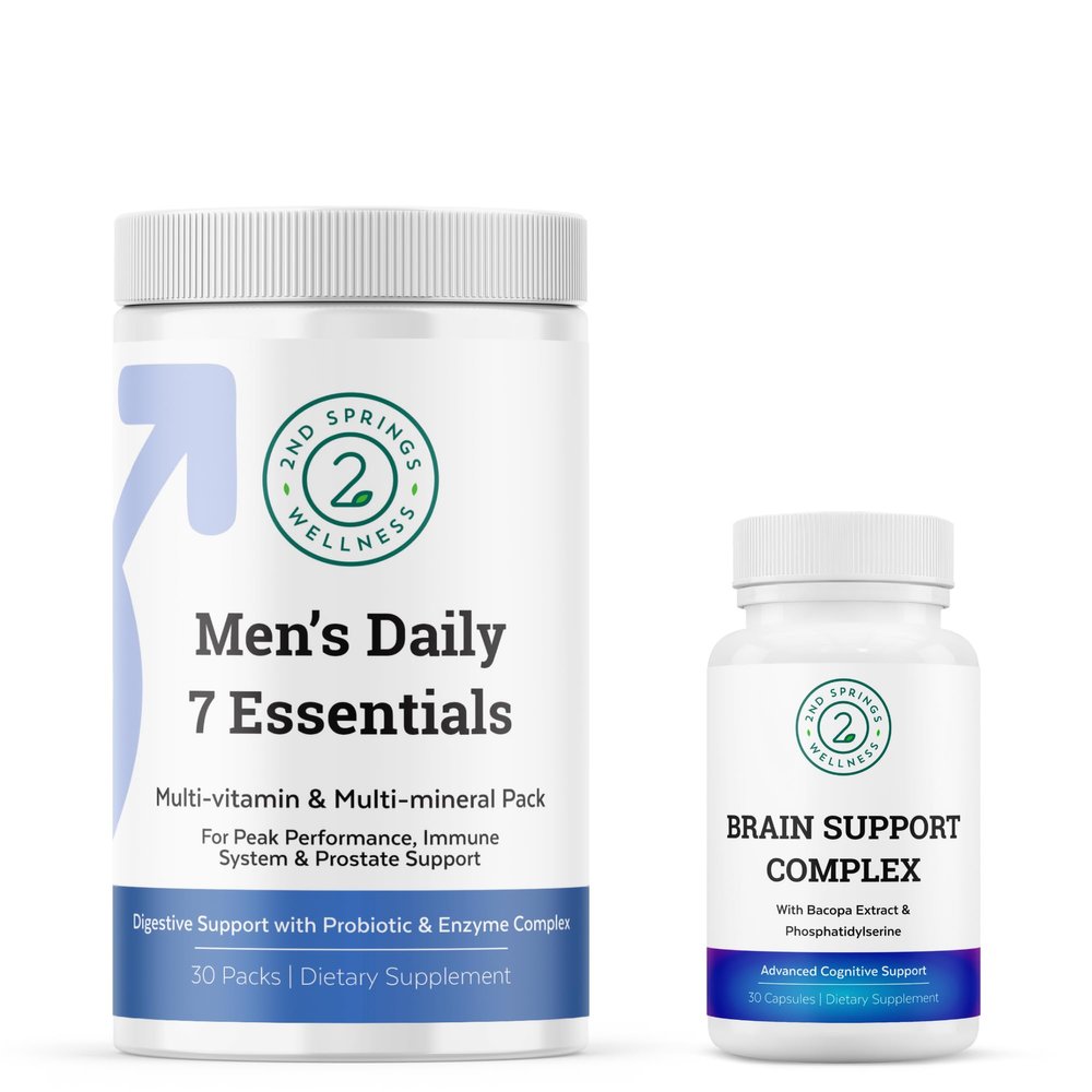 2nd Springs Wellness Bundle: Men's Daily 7 Essentials & Brain Support Complex