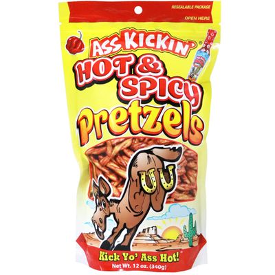 ASS KICKIN Pretzels 12 Ounce Size Flavor Pack Seasoned Pretzel Twists (12oz, Hot & Spicy)
