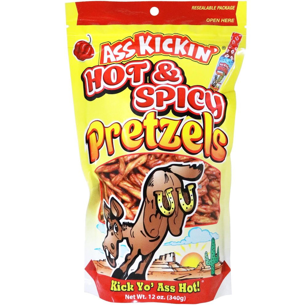 ASS KICKIN Pretzels 12 Ounce Size Flavor Pack Seasoned Pretzel Twists (12oz, Hot & Spicy)