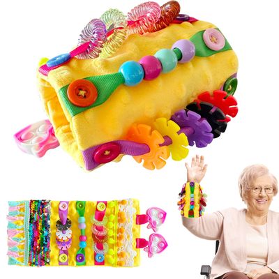 Sensory Aids for Alzheimer Patients for Therapy and Anxiety Relief Autistic Dementia Sensory Mat Fidget Wrist Cuff ASD ADHD OCD (Orange)