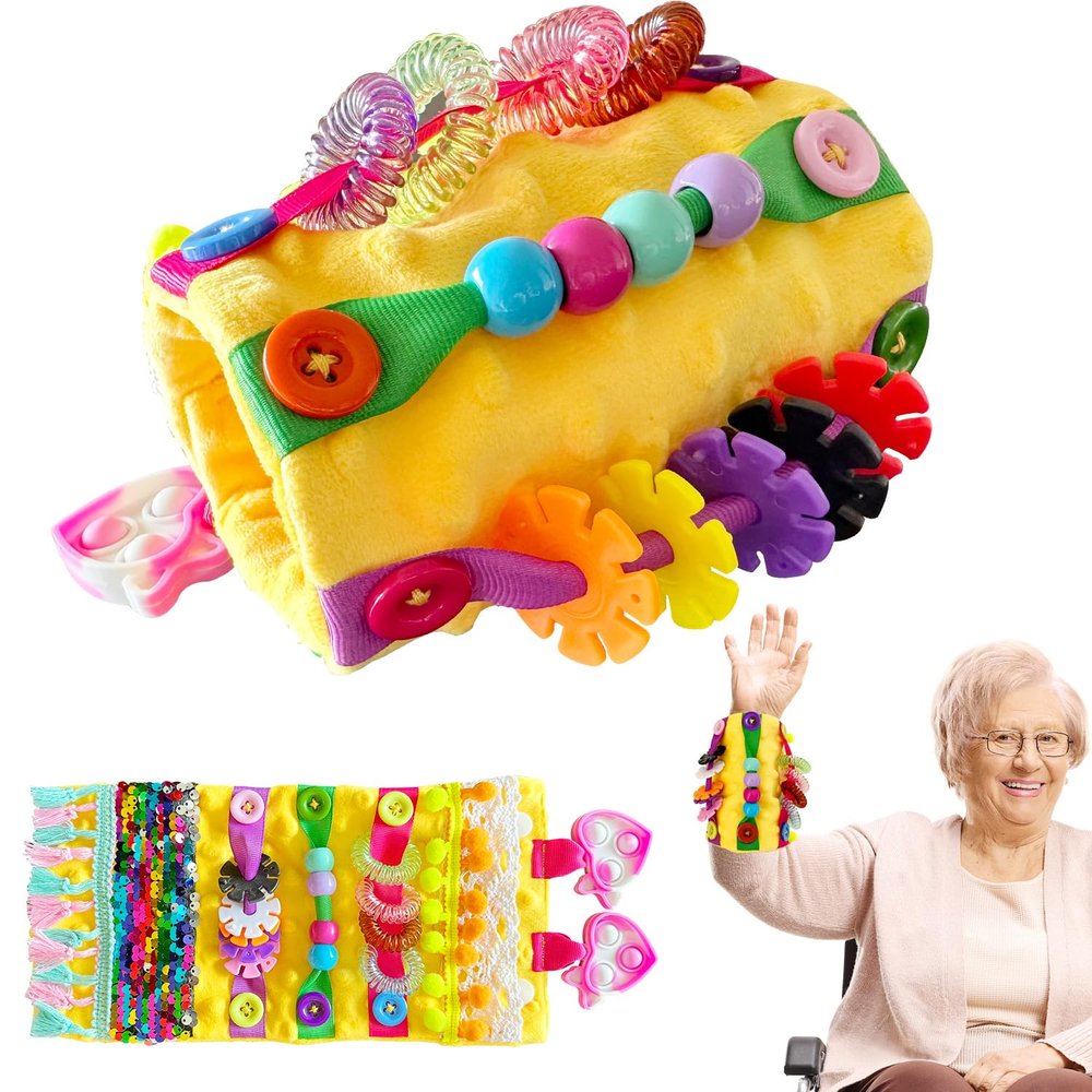 Sensory Aids for Alzheimer Patients for Therapy and Anxiety Relief Autistic Dementia Sensory Mat Fidget Wrist Cuff ASD ADHD OCD (Orange)