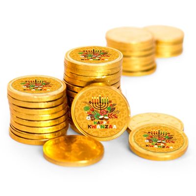 80 Pcs Kwanzaa Candy Party Favors Chocolate Coins - Gold Foil
