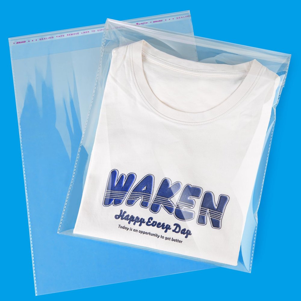 Aubeco 120 Count 10" X 13" Clear Cellophane Bags, Self Sealing Bags, Resealable Cello Bags for Packaging Clothing & T Shirts - Reinforced