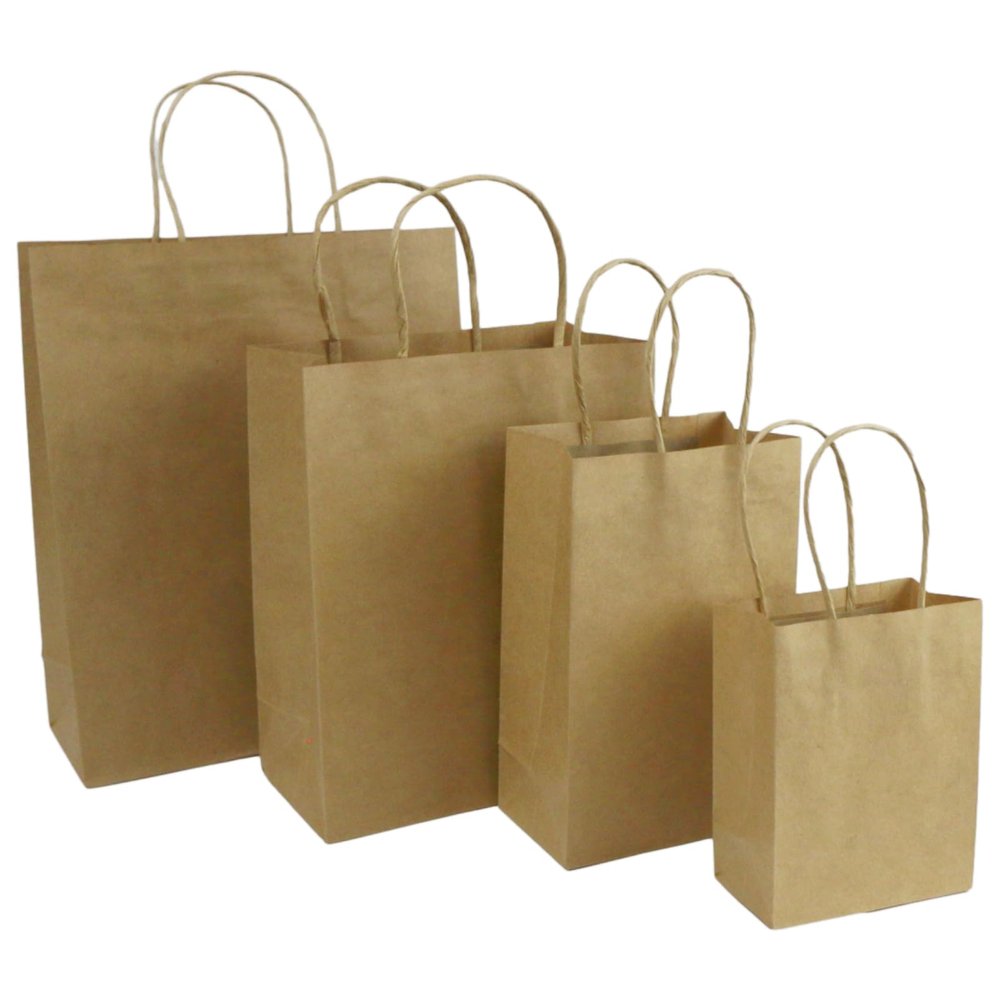 100 Pcs thick Mix Kraft Paper Bags Shopping Bags with handles Bulk,Craft Gift Bags,Recycled Wedding Packaging, Birthday Party,Kraft Merchandise Bag (Mix Size 100pk(Mini,Small,Medium,Large),Brown)
