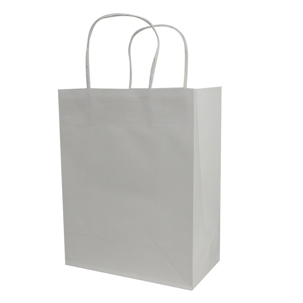 100 Pcs thick Kraft Paper Bags 8x10x4"Medium Shopping Bags with handles BulkCraft Gift Bags, Retail Bags, Recycled Bulk, Brown Paper Bags for WeddingPackaging, Birthday PartyBusiness, Goody and Kraft Merchandise Bag (8x10x4inch, White)
