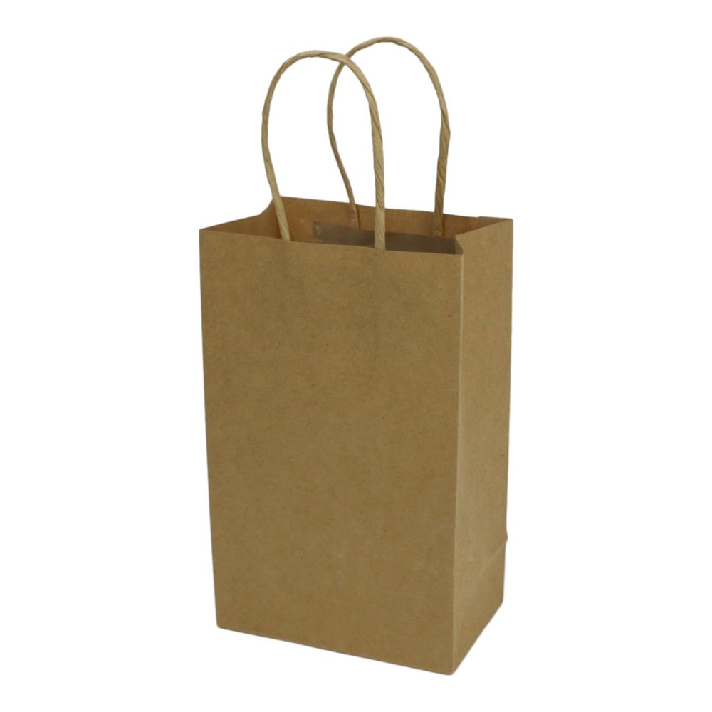 100 Pcs thick Kraft Paper Bags 5.25x8.5x3.25"Small Shopping Bags with handles BulkCraft Gift Bags, Retail Bags, Recycled Bulk, Brown Paper Bags for WeddingPackaging, Birthday PartyBusiness, Goody and Kraft Merchandise Bag (5.25x8.5x3.25inch, Orig