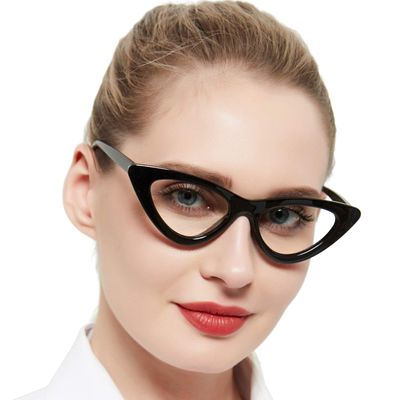 WEMOOTANTS Cat Eye Reading Glasses Women Blue Light Blocking Black Readers 1.0 1.5 2.0 2.5 3.0 3.5 (Black,200)