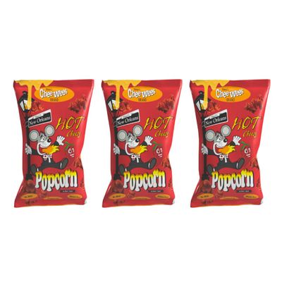 Elmer's Hot Cheesy Popcorn, Spicy Heat and Delicious Cheesiness, Popped in Coconut Oil, Gluten-Free, No MSG, 2.5 oz Bags, Pack of 3