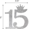 15 Cake Topper, Happy 15th Birthday Cake Topper 15 Wedding Decoration 15th Anniversary Cake Topper Decoration 15 Silver Rhinestone Birthday Decoration view 4