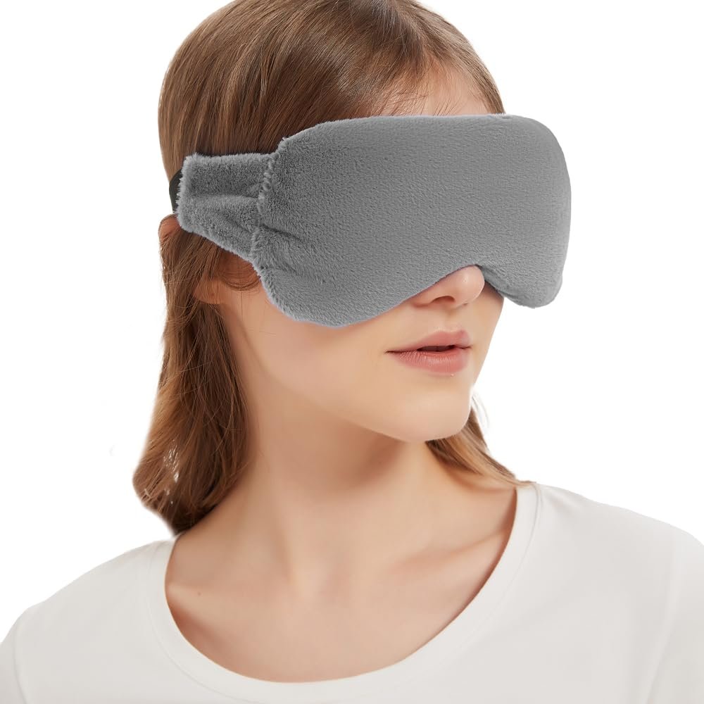 MEISENHOME Microwave Heated Eye Mask for Dry Eyes, Moist Heat Eye Compress Weighted Warm Eye Mask for Dry Eyes, Stye Eye Treatment, Puffy Eyes, Sleeping, Relaxation, Therapy (Light Grey)