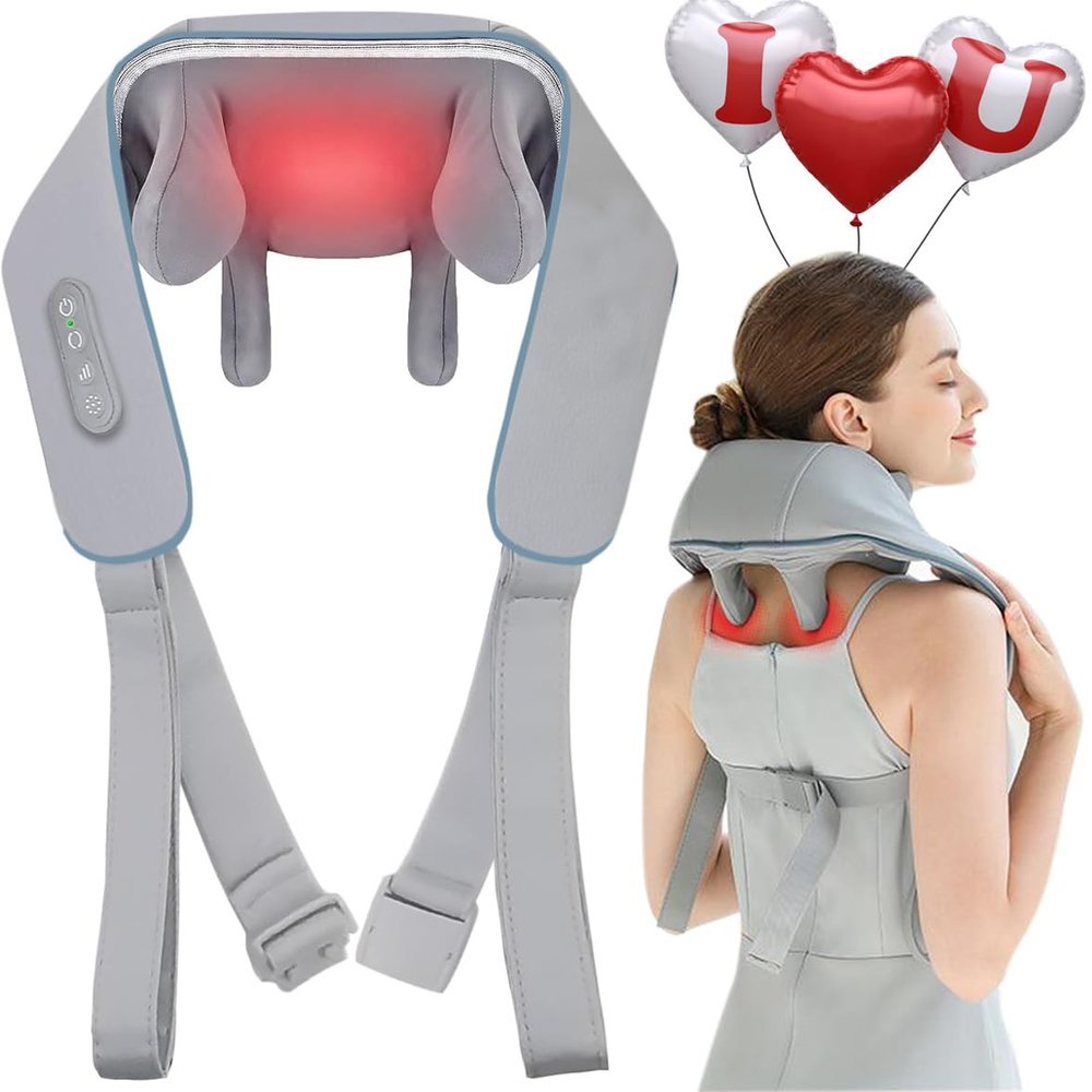 Deep Kneading Neck and Shoulder Massager with Heat - 5D Cordless Mini Shiatsu Neck Massager for Pain Relief Deep Tissue - Gifts for Men Women Stress Relax at Home Office and Car