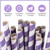 12 Inch Extra Long Paper Straws Disposable, 10mm Wide Stripe Boba Straws for Bubble Tea and Jumbo Drinks (Purple and White, 12in0.4in) view 3