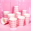 Whaline 50Pcs Buffalo Plaids Paper Cups Light Pink Checkered Disposable Cups Party Decorative Cups for Valentines Day Birthday Cold Hot Drinkware Tableware Decor Supplies, 9 Oz view 1