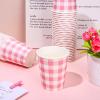 Whaline 50Pcs Buffalo Plaids Paper Cups Light Pink Checkered Disposable Cups Party Decorative Cups for Valentines Day Birthday Cold Hot Drinkware Tableware Decor Supplies, 9 Oz view 3