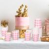Whaline 50Pcs Buffalo Plaids Paper Cups Light Pink Checkered Disposable Cups Party Decorative Cups for Valentines Day Birthday Cold Hot Drinkware Tableware Decor Supplies, 9 Oz view 4