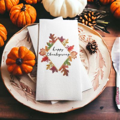 Thanksgiving Guest Towels, Linen Feel Ultra Ply White Disposable Towel Dinner Napkin Friendsgiving Thanksgiving Paper Hand Towels, Set of 20