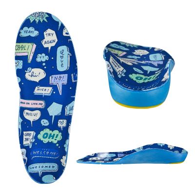 WALKROFEET Kids Insoles for Over-Pronation Soft PU Foam Orthotics Relieve Plantar Fasciitis Flat Foot Child Inserts Gel Heel Cushion (Multicolor, 7.5-10M Toddler)