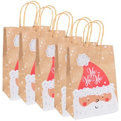 Christmas Bags for Gifts Kraft Paper 6pcs Candy Cookies Gift Tote Bag(D 6PCS)