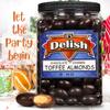 Chocolate Covered Toffee Coated Almonds by It's Delish, 48 OZ Jumbo Container | Dark Chocolate Candy Nuts Bulk Almond Chocolates Sweet & Crunchy Nut Snack | Vegan, Kosher view 3