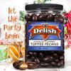 Chocolate Covered Toffee Coated Pecans by It's Delish, 48 OZ Jumbo Container | Dark Chocolate Candy Nuts Bulk Pecans Chocolates Sweet & Crunchy Pecan Nut Snack | Vegan, Kosher view 3