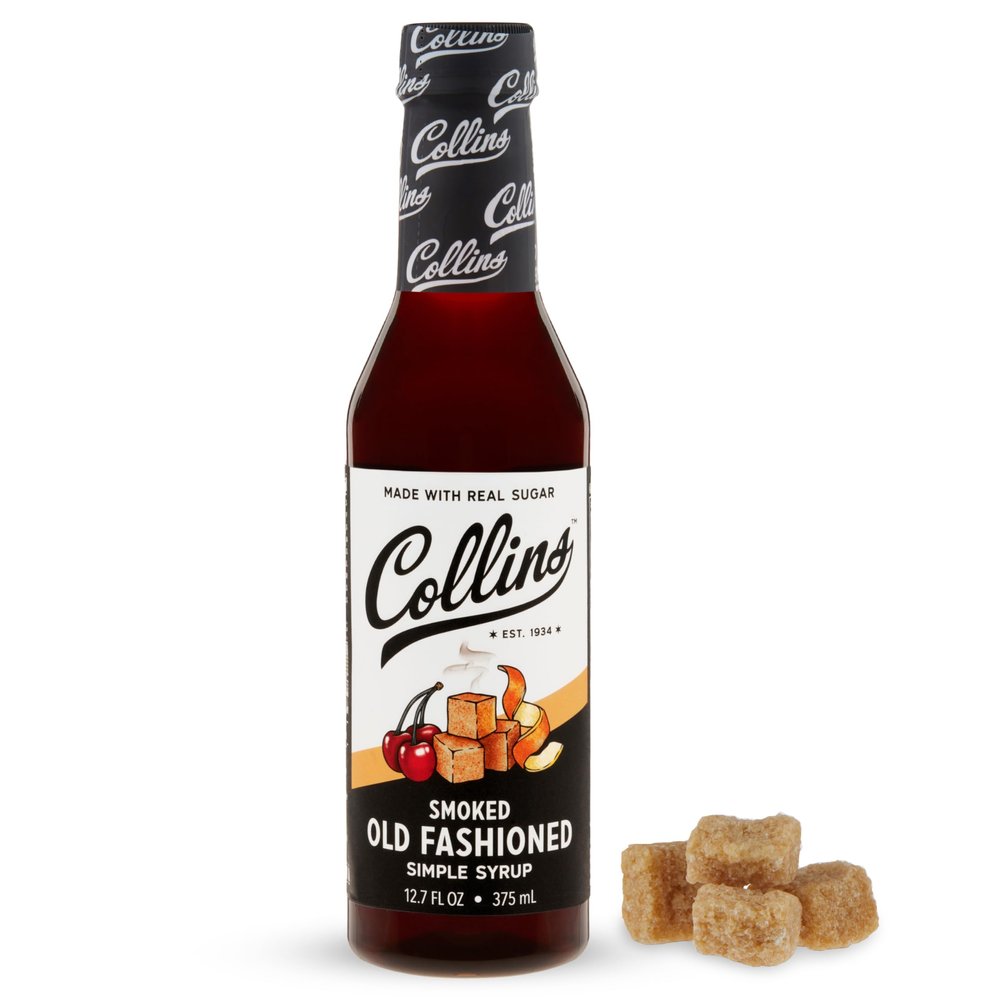 Collins Smoked Old Fashioned Cocktail Syrup, Smoked Cocktail Old Fashioned Mixer, Vegan Gluten-Free Old Fashioned Drink Syrup 12.7oz