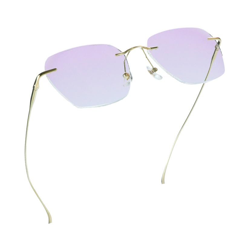 LifeArt Pure Titanium Frame Glasses/Blue Light Blocking Reading Glasses, Reduce Eyestrain, Stylish for Men and Women(Gold,+2.00 Magnification)