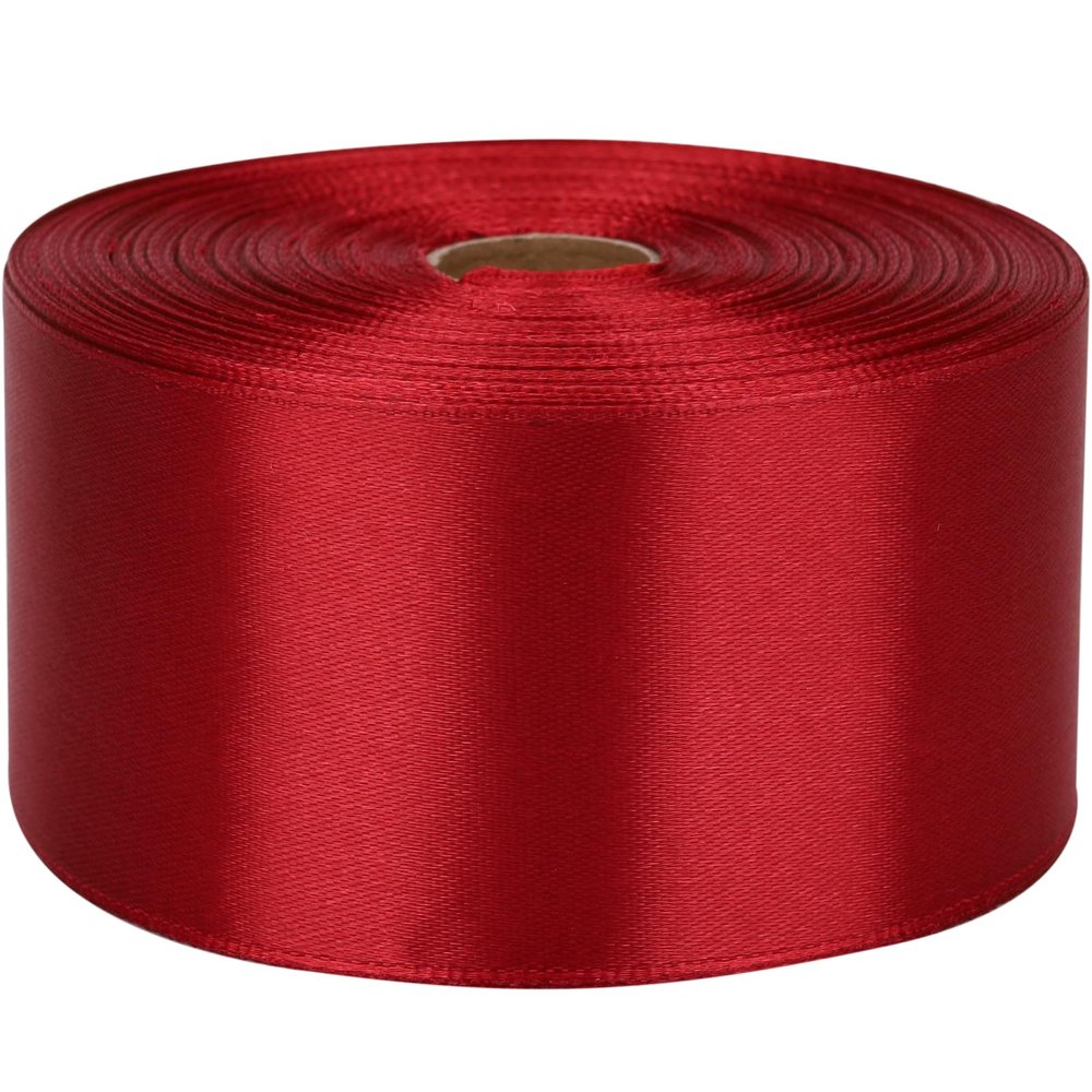 Nsilu 2 inch Wine Red Satin Ribbon 50 Yards Solid Fabric Ribbons Roll for Gift Wrapping, Satin Weddings,Flower Bouquet, Invitations,Sewing,Party Decorations, Holiday Decorating and More