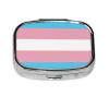 Pill Box 2 Compartment,Trans Pride Flag Mini Pocket-Size Pill Organizer Daily Pill Case Portable Metal Medicine Holder Container view 1