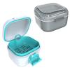 ARGOMAX Denture Cup for Soaking Dentures (Grey)+ Leak Proof Denture Bath Cup (White + Cyan). view 1