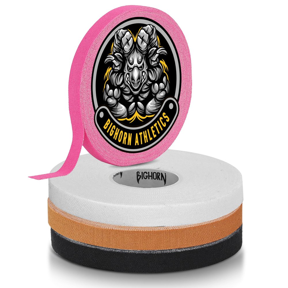 Bighorn Athletics Premium Finger Tape | 4 Rolls for Superior Support, Injury Protection, and Joint Stability | Ideal for Jiu-Jitsu, Climbers, & Trainers (0.3-Inch, Black/White/Pink/Nude)